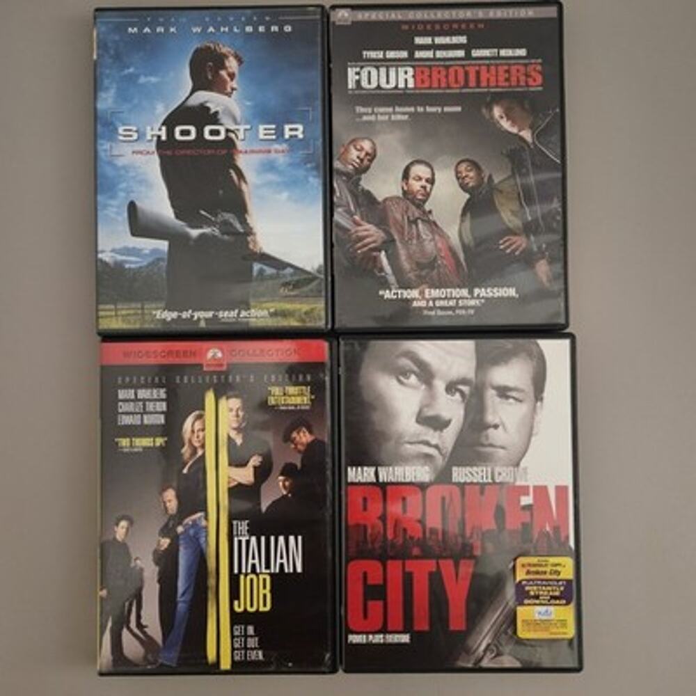 Four Brothers + Broken City + Shooter + The Italian Job Dvds Lot Of 4 Wahlberg